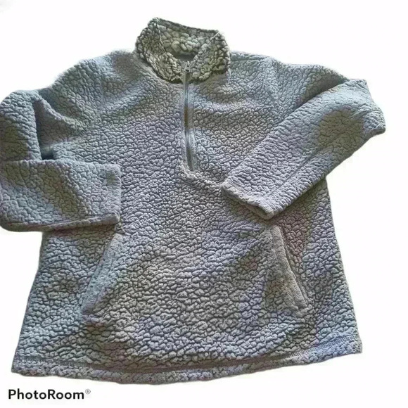 Abercrombie & Fitch Womens Gray And Lilac 1/4 Zip Sherpa Sweater S - Picture 2 of 13